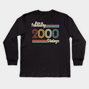 Vintage Born in February 2000 Kids Long Sleeve T-Shirt